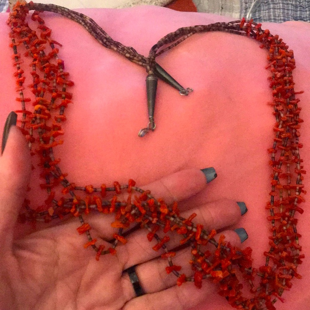 Beautiful coral, 5 strand necklace,